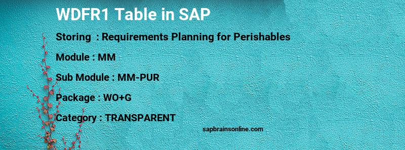 SAP WDFR1 table