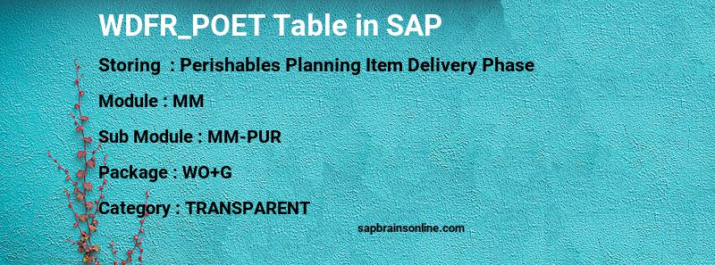 SAP WDFR_POET table