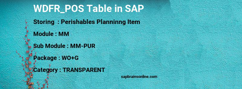 SAP WDFR_POS table