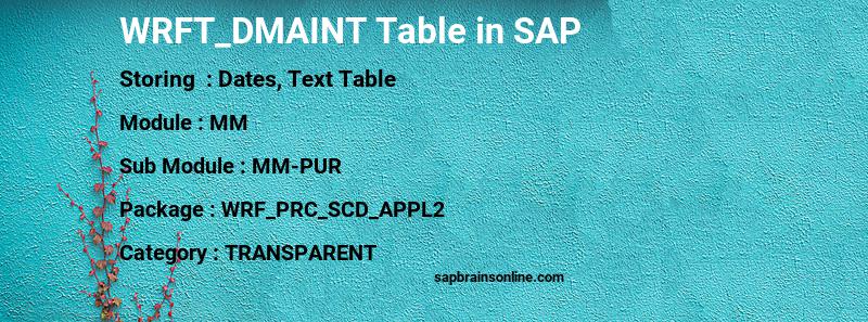 SAP WRFT_DMAINT table