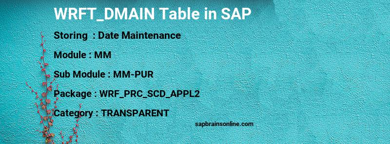 SAP WRFT_DMAIN table