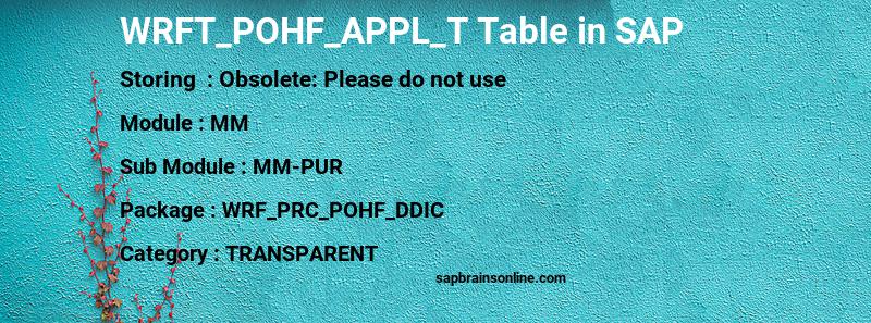 SAP WRFT_POHF_APPL_T table