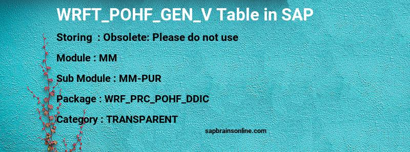 SAP WRFT_POHF_GEN_V table
