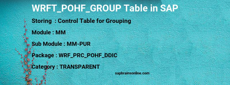 SAP WRFT_POHF_GROUP table