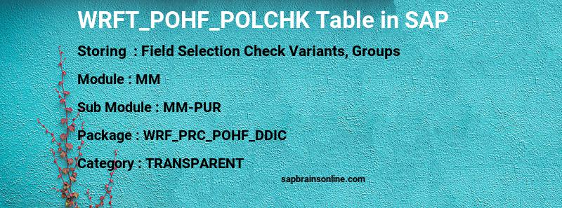 SAP WRFT_POHF_POLCHK table