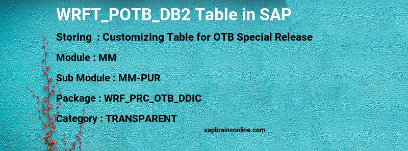 SAP WRFT_POTB_DB2 table