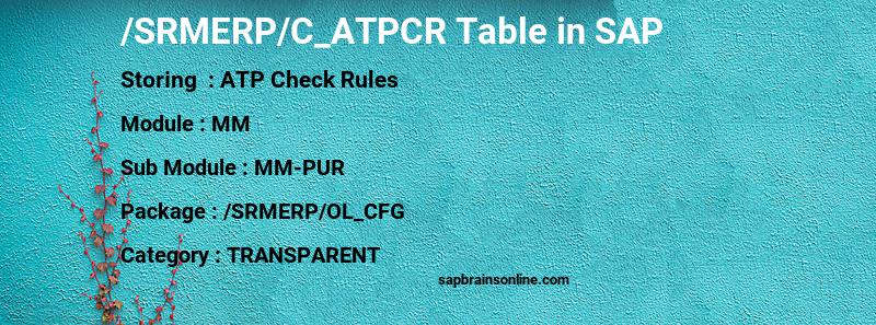 SAP /SRMERP/C_ATPCR table