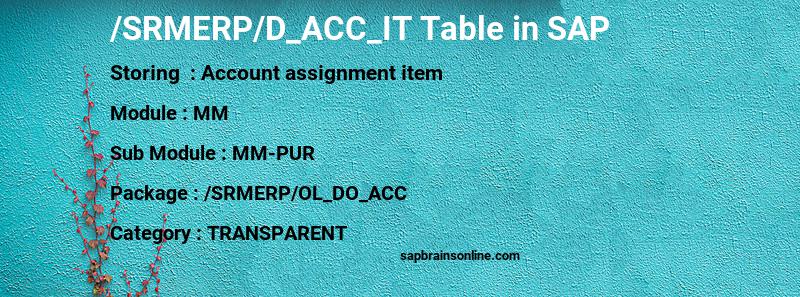 SAP /SRMERP/D_ACC_IT table