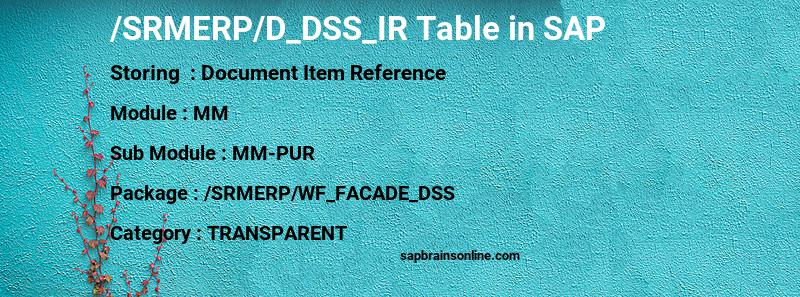 SAP /SRMERP/D_DSS_IR table