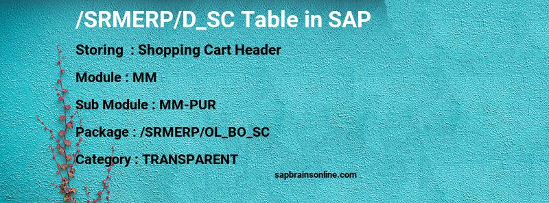 SAP /SRMERP/D_SC table