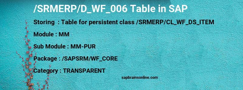SAP /SRMERP/D_WF_006 table