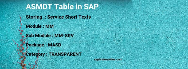 SAP ASMDT table