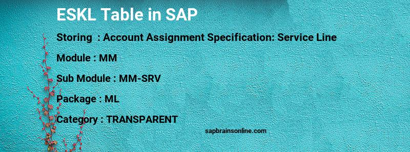 SAP ESKL table