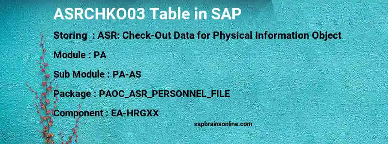 SAP ASRCHKO03 table