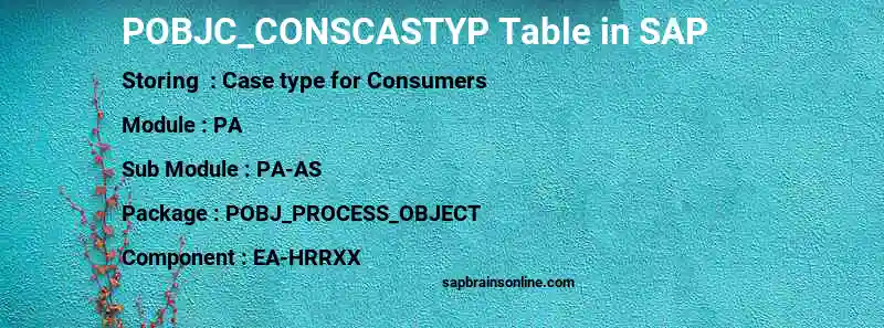 SAP POBJC_CONSCASTYP table