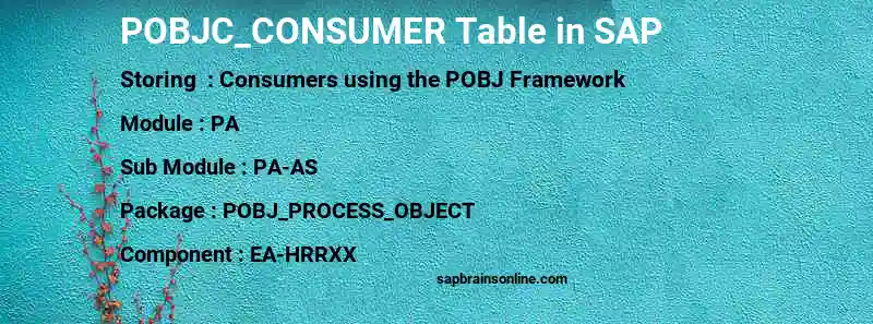 SAP POBJC_CONSUMER table