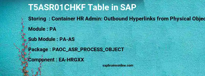 SAP T5ASR01CHKF table