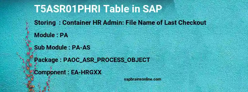 SAP T5ASR01PHRI table