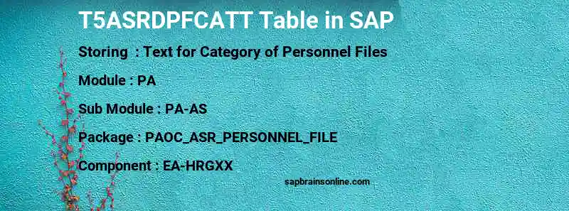 SAP T5ASRDPFCATT table