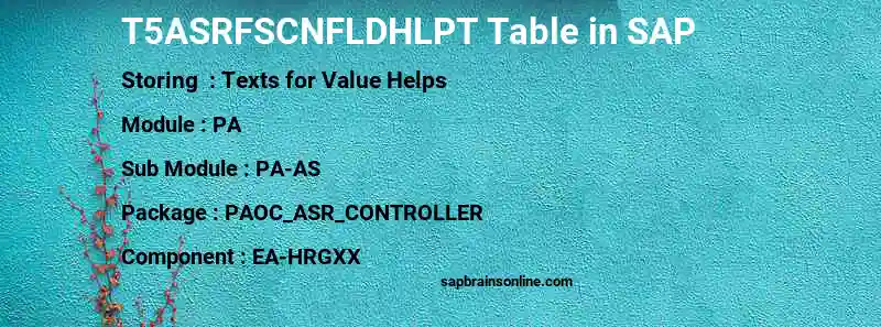 SAP T5ASRFSCNFLDHLPT table