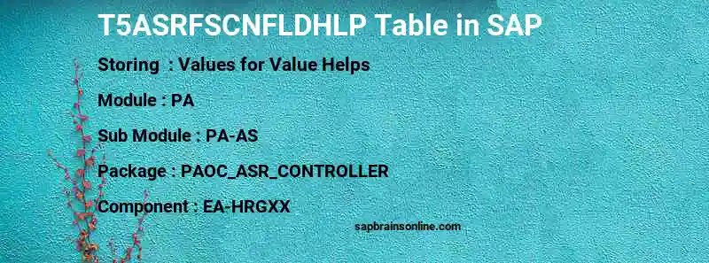 SAP T5ASRFSCNFLDHLP table