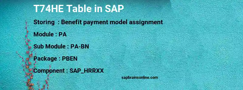 SAP T74HE table
