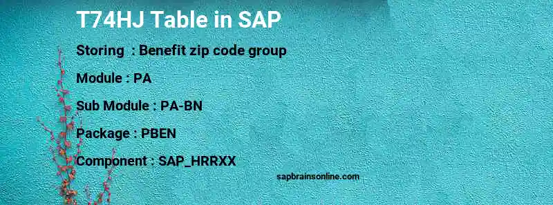 SAP T74HJ table
