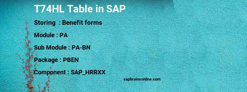 SAP T74HL table