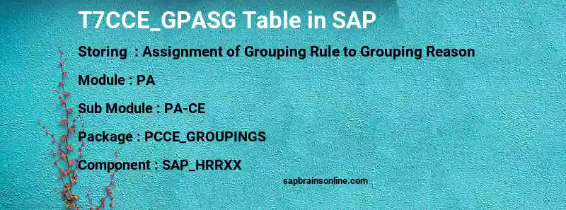 SAP T7CCE_GPASG table