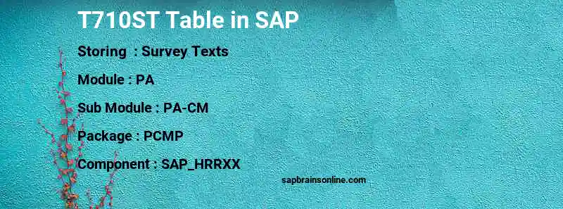 SAP T710ST table