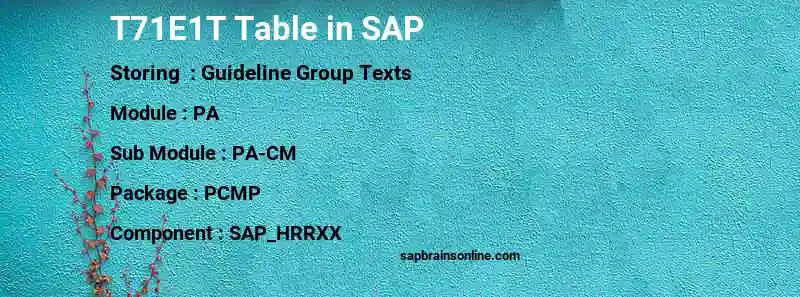 SAP T71E1T table