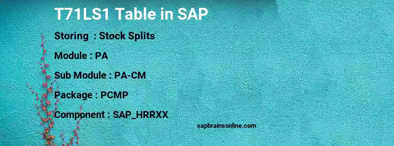 SAP T71LS1 table