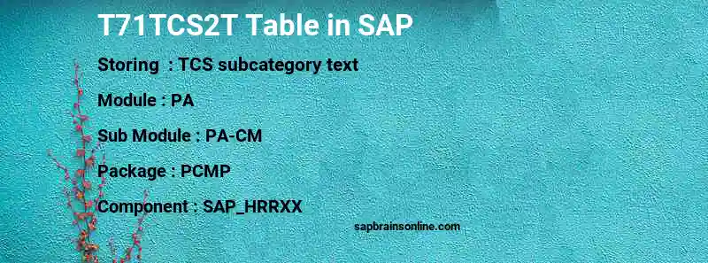 SAP T71TCS2T table