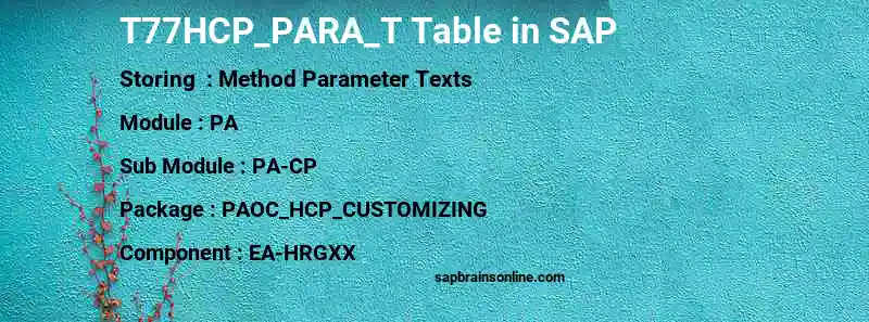 SAP T77HCP_PARA_T table
