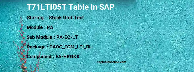 SAP T71LTI05T table