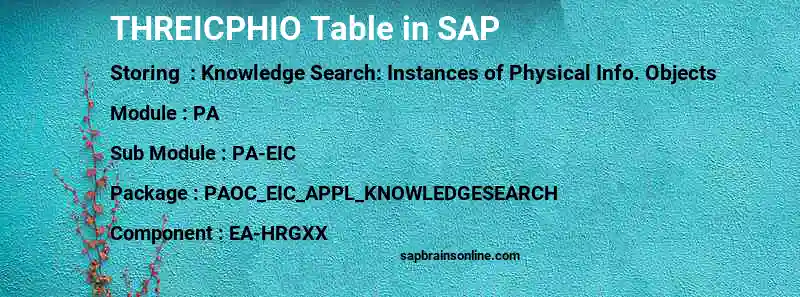 SAP THREICPHIO table