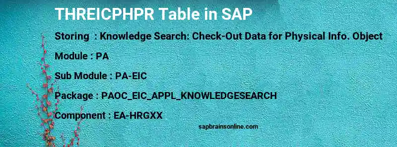 SAP THREICPHPR table