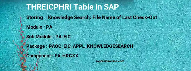 SAP THREICPHRI table