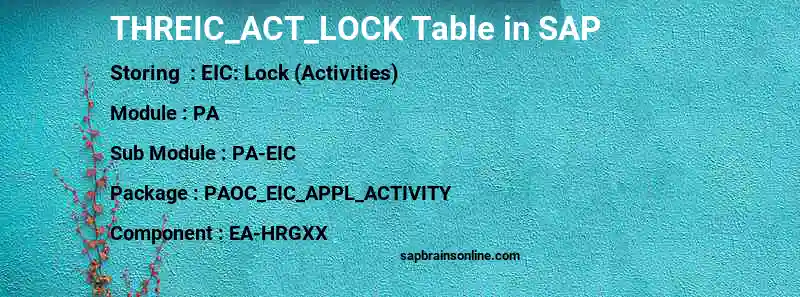 SAP THREIC_ACT_LOCK table