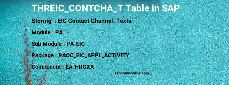 SAP THREIC_CONTCHA_T table