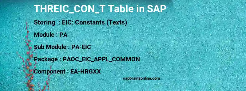 SAP THREIC_CON_T table