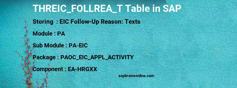 SAP THREIC_FOLLREA_T table