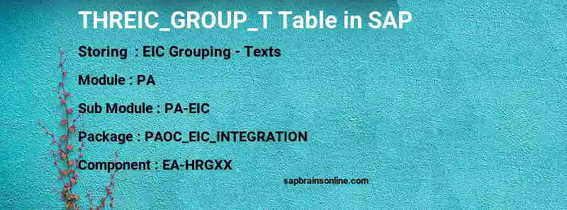 SAP THREIC_GROUP_T table