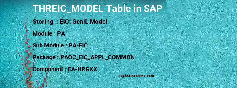SAP THREIC_MODEL table