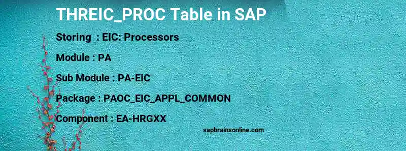 SAP THREIC_PROC table