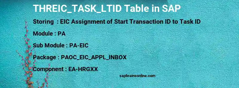 SAP THREIC_TASK_LTID table