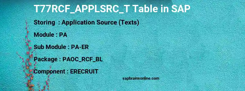 SAP T77RCF_APPLSRC_T table