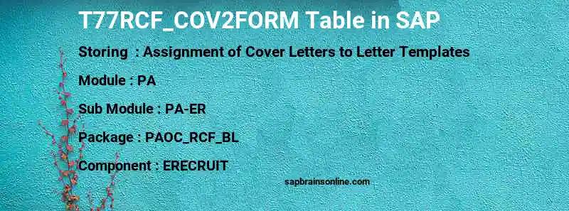 SAP T77RCF_COV2FORM table