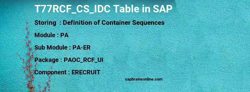 SAP T77RCF_CS_IDC table