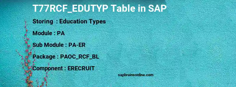 SAP T77RCF_EDUTYP table